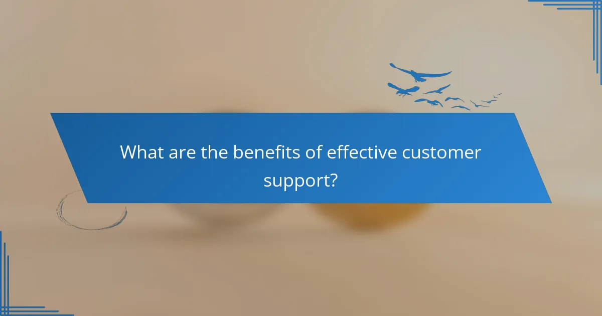 What are the benefits of effective customer support?