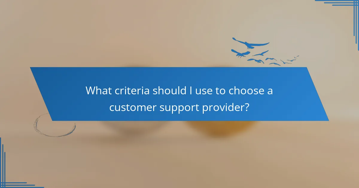 What criteria should I use to choose a customer support provider?